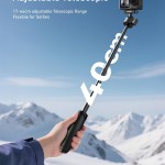 TELESIN 40cm/15.7'' Mini Selfie Stick Tripod, Magnetic Quick Release Selfie Sticks Handle Grip