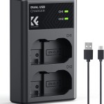 K&F Concept EN-EL15 Dual Slot Quick Battery Charger, Micro USB and Type-C Charger