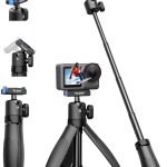 TELESIN 40cm/15.7'' Mini Selfie Stick Tripod, Magnetic Quick Release Selfie Sticks Handle Grip