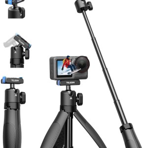 TELESIN 40cm/15.7'' Mini Selfie Stick Tripod, Magnetic Quick Release Selfie Sticks Handle Grip
