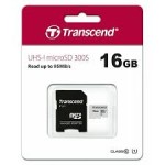 Transcend 16GB 95mbps 300S UHS-I microSDHC Memory Card with SD Adapter